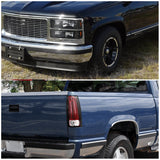 Coolstuffguru Compatible with GMC Suburban Black Headlights Bumper Corner Lights+Red LED Tail Lamps