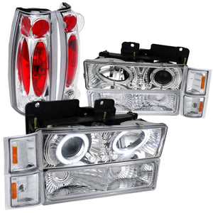 Coolstuffguru Compatible with Chevy C/K Halo Chrome Projector Headlights, Corner, Bumper Lights, Tail Lamp