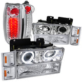 Coolstuffguru Compatible with Chevy C10 Projector Chrome Headlights, Bumper, Corner Lights, Led Tail Light