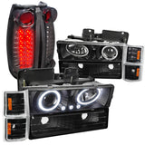 Coolstuffguru Compatible with Chevy C10 Proj Black Headlights, Bumper, Corner Lights, Smoked Led Tail Ligh