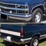 Coolstuffguru Black Projector Headlight+Bumper Corner+Red Led Tail La Compatible with 1994-1998 Suburban Tahoe