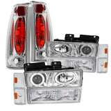 Coolstuffguru Compatible with Chevy GMC C/K 1500 2500 Blazer Silverado Projector Chrome Headlight+Tail Lam