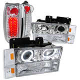 Coolstuffguru Compatible with Gmc C10 Halo Chrome Projector Headlights, Corner, Bumper Lights, Led Tail La