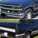 Coolstuffguru Compatible with Gmc C10 Halo Blk Proj Headlights, Corner, Bumper Lights, Smoked Led Tail Lam