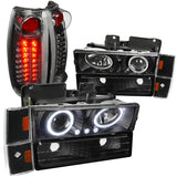 Coolstuffguru Compatible with Gmc C10 Halo Black Projector Headlights, Corner, Bumper Lights, Led Tail Lam