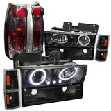 Coolstuffguru Compatible with Gmc C10 Halo Blk Projector Headlights, Corner, Bumper Lights, Smoked Tail La