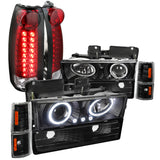 Coolstuffguru Halo Projector Headlight+Bumper Corner+Red Led Tail Lam Compatible with 1994-1998 Suburban Yukon