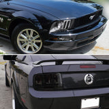 Coolstuffguru Compatible with Ford Mustang Chrome Headlights, Blk Bumper Lights, Smoked Sequential Tail La