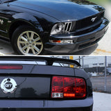 Coolstuffguru Compatible with Ford Mustang GT Crystal Chrome Headlights+Clear Bumper Lights+Red Tail light