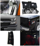 Coolstuffguru Compatible with Chevy Silverado Crystal Headlight+Bumper Lamp+Glossy Black Tint Tail Light