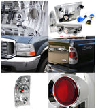 Coolstuffguru Compatible with Ford F250/350 Super Duty Chrome Headlights+Corner Signal Lights+3D Tail Lamp