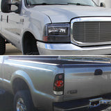 Coolstuffguru Compatible with Ford F250 Super Duty Style Side, Black Headlights, Corner Lights, 3D Tail La