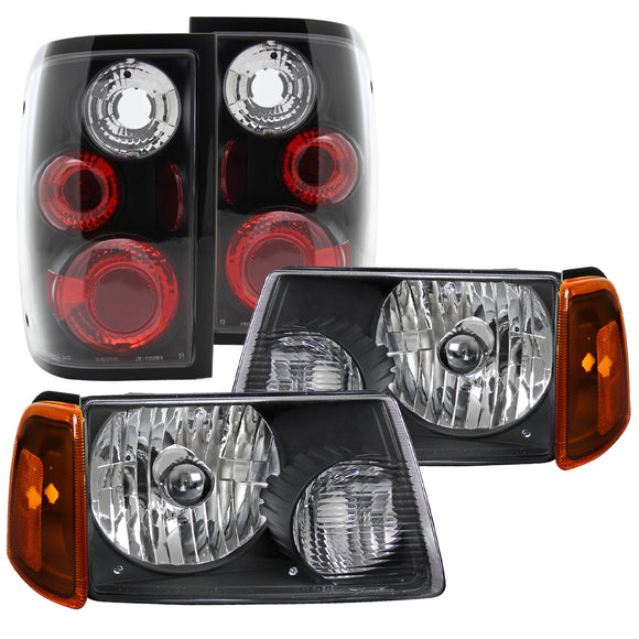 Coolstuffguru Compatible with Ford Ranger Black Headlights+Tail Brake Lamps+Amber Corner Signal Lamps