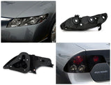 Coolstuffguru SMOKED HEADLIGHTS+GLOSSY BLACK TAIL BRAKE LA Compatible with 2006-2011 HONDA CIVIC 4DR SEDAN