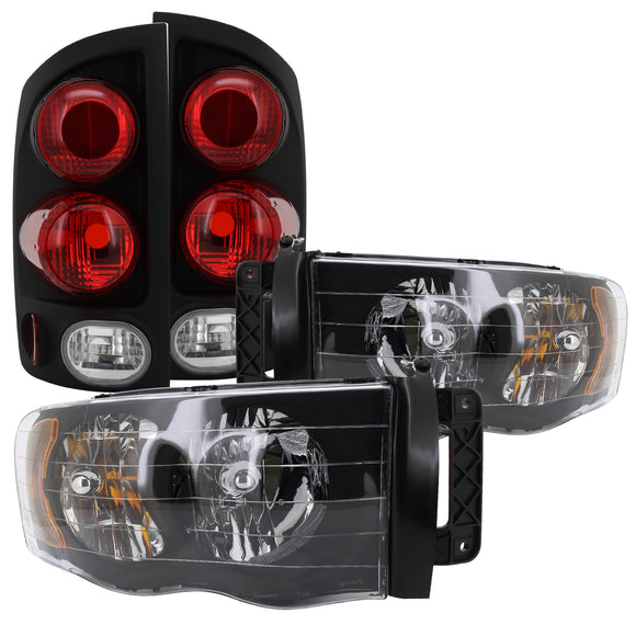 Coolstuffguru Compatible with Dodge Ram1500/2500/3500 Crystal Black Headlights+3D Style Tail Lights