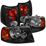 Coolstuffguru Compatible with Ford Expedition Black Headlights Headlamps+Brake Lamps Tail Lights Left+Righ