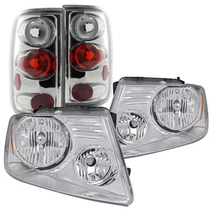 Coolstuffguru Compatible with 2004-2008 FORD F150 STYLESIDE CHROME HEADLIGHTS+TAIL BRAKE LAMPS