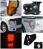 Coolstuffguru Compatible with Ford F150 Crystal Clear Headlights+Chrome LED Brake Tail Lamp