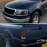 Coolstuffguru Compatible with Ford F150 Black Headlights w/ SMD LED Strip, 3D Retro Black Tail Light