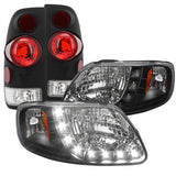 Coolstuffguru Compatible with Ford F150 Black Headlights w/ SMD LED Strip, 3D Retro Black Tail Light