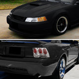 Coolstuffguru Compatible with Ford Mustang Clear Headlights+Rear Brake Parking Lamps Tail Lights Replaceme
