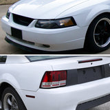 Coolstuffguru Compatible with Mustang Cobra Black Headlights+Red/Clear Sequential Signal LED Tube Tail Lig