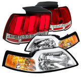 Coolstuffguru Compatible with Clear Ford Mustang Cobra Headlights+Sequential Signal LED Tube Tail Lights R