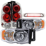 Coolstuffguru Compatible with Dodge Ram 1500 2500, Chrome Headlight, 3D Style Tail Light, 3Rd Led Brake La