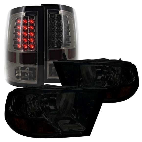 Coolstuffguru Euro Smoked Headlights, LED Tail Lights Compatible with 2009-2018 Dodge Ram 1500 2500 3500