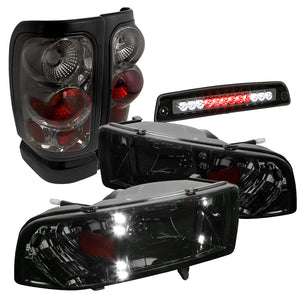 Coolstuffguru Compatible with 94-01 Dodge Ram LED Headlights Tail Brake Lights Tinted LED 3rd Brake Lamp