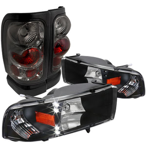 Coolstuffguru Black LED Headlights Smoke Tail Lights Compatible with 1994-2001 Dodge Ram