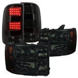 Coolstuffguru Compatible with GMC Sierra 1500/2500HD/3500HD Smoke Headlights+Tinted LED Tail Lamps