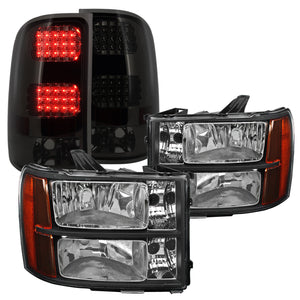 Coolstuffguru Compatible with GMC Sierra 1500/2500HD/3500HD Black Headlights+Smoke LED Tail Lamps