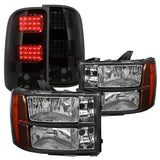 Coolstuffguru Compatible with GMC Sierra 1500/2500HD/3500HD Black Headlights+Smoke LED Tail Lamps