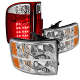 Coolstuffguru Compatible with Chevy Silverado 1500 2500HD 3500HD Clear Headlights+Red/Clear LED Tail Lamps