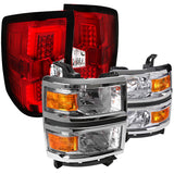 Coolstuffguru Compatible with Chevy Silverado 1500 Pickup Clear Headlights Headlamps+Red/Clear LED Tail Li