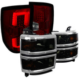 Coolstuffguru Compatible with Chevy Silverado 1500 Pickup Smoke Headlights+Red/Smoke LED Tail Brake Lights