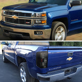 Coolstuffguru Compatible with Chevy Silverado 1500 Pickup Black Headlights+Glossy Black LED Tail Brake Lig