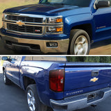 Coolstuffguru Compatible with Chevy Silverado 1500 Black Headlights+Red/Clear LED Tail Lights Rear Brake L