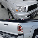 Coolstuffguru Compatible with Toyota Tacoma Pickup Chrome Crystal Headlights+Clear Rear Tail Brake Lamps P