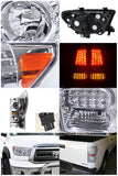 Coolstuffguru Compatible with Toyota Tundra Chrome Headlights Replacement Pair+Clear LED Tail Lamps