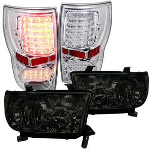 Coolstuffguru Compatible with Toyota Tundra Smoke Headlights Replacement Pair+Clear LED Tail Lamps