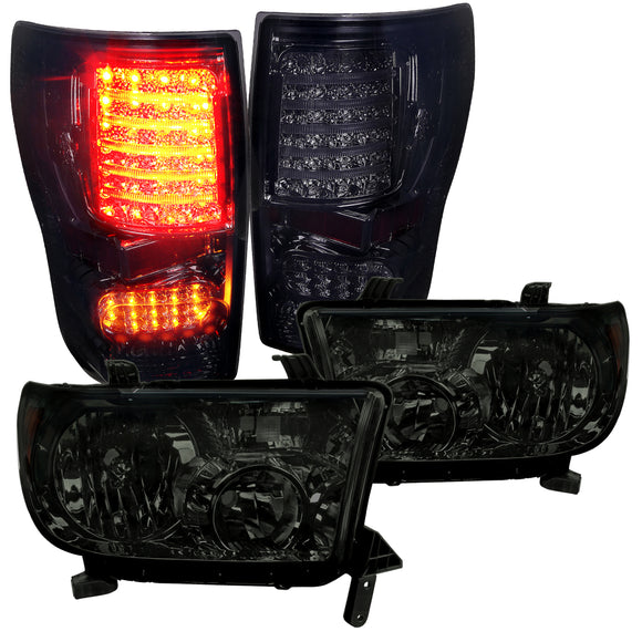 Coolstuffguru Compatible with Toyota Tundra Smoke Headlights Replacement Pair+Tinted LED Tail Lamps