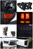 Coolstuffguru Compatible with Toyota Tundra Black Headlights Replacement Pair+Smoke LED Tail Lamps