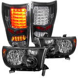 Coolstuffguru Compatible with Toyota Tundra Black Headlights Replacement Pair+Rear LED Tail Lamps