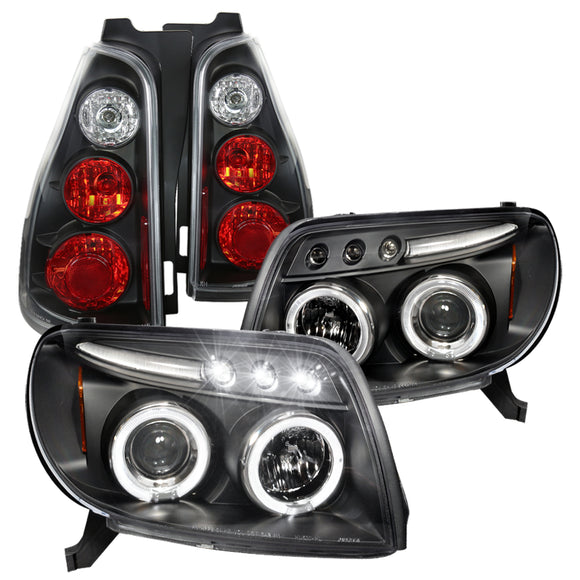 Coolstuffguru Compatible with JDM BLACK 03-05 4RUNNER DUAL HALO LED PROJECTOR HEADLIGHTS w/ALTEZZA TAIL LI