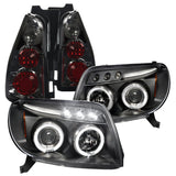 Coolstuffguru DUAL HALO BLACK LED PROJECTOR HEADLIGHTS+SMOKE TAIL LIGHTS 4PC Compatible with 2003-2005 4RUNNER