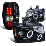 Coolstuffguru GLOSSY BLACK HALO PROJECTOR HEADLIGHTS+SMK LENS LED TAIL LIG Compatible with 2007-2011 AVALANCHE