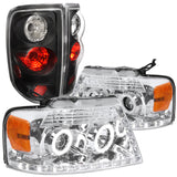 Coolstuffguru Chrome Halo LED Projector Headlights Smoke Tail Lights Compatible with 2004-2008 Ford F150