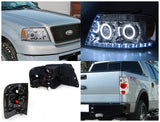 Coolstuffguru LED DRL HALO PROJECTOR CLEAR HEADLIGHTS+TAIL LIGHTS BRAKE LAMP Compatible with 2004-2008 F150